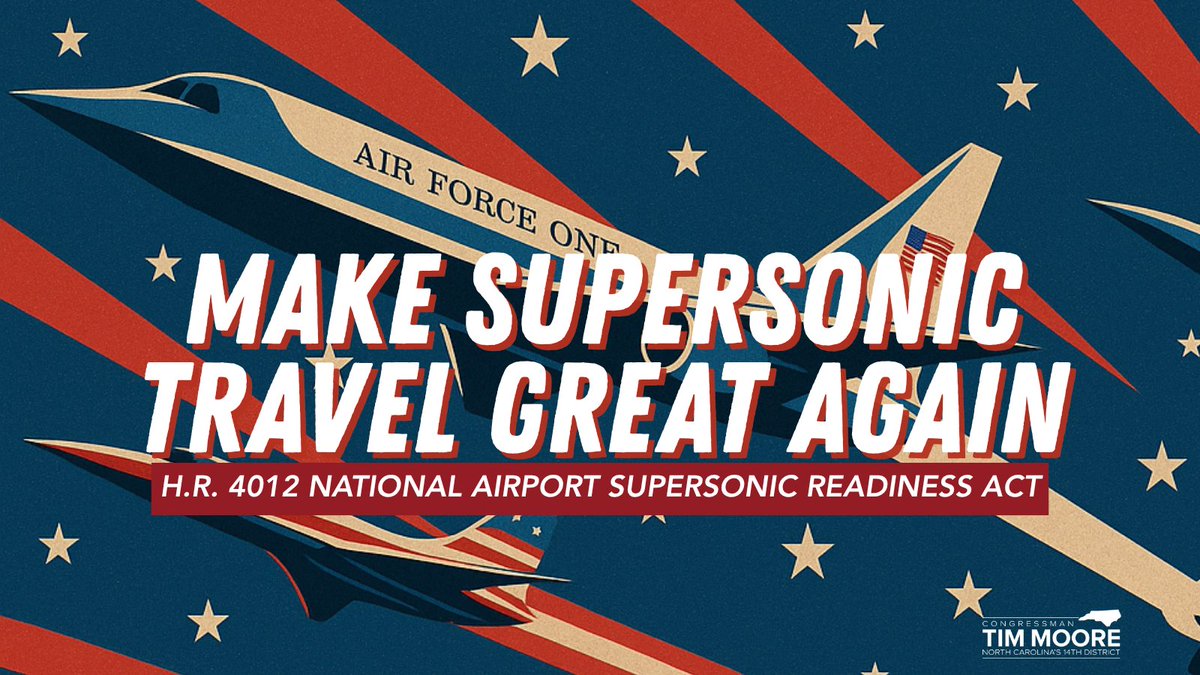 President Trump signed an Executive Order to bring back supersonic travel, and North Carolina is ready to lead.

That’s why I just introduced H.R. 4012 to make sure our airports are ready for the next era of flight.

We’re keeping America first in aviation. 🚀🇺🇸