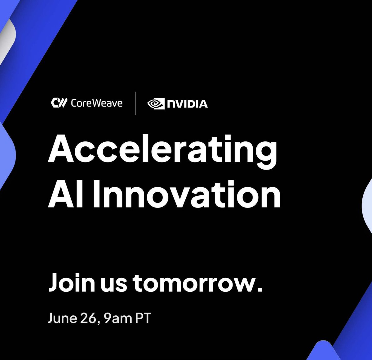 CoreWeave's tweet image. It’s the final countdown to @CoreWeave x @nvidia Accelerating AI Innovation Virtual Summit! ⏰
Claim your front-row seat to bold ideas, exclusive insights, real-world success stories, and a look into the future of AI infrastructure. Register here 👉 hubs.la/Q03tFphd0