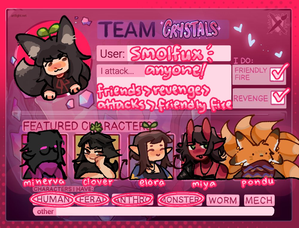 smolfux's tweet image. let's go‼️ lil card is done heh >:D
#artfight2025 #artfight #teamcrystals