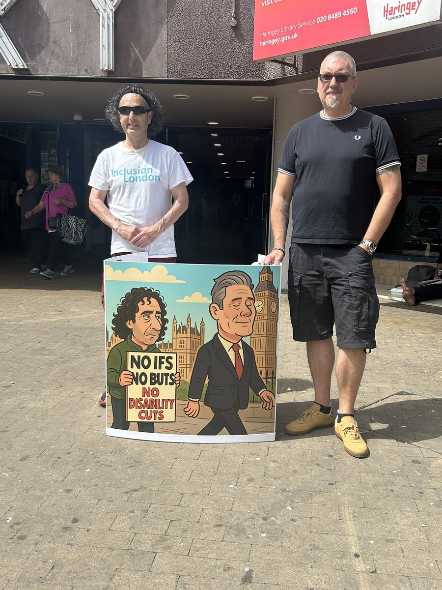 DisabilityActHa's tweet photo. @DAH  team  and @InclusionLondon were in the heart of Wood Green today raising awareness on how our community can tell their MP their views on the proposed welfare reforms.

@DavidLammy – you still haven’t responded. Are your constituents’ voices not important enough to hear at our public meeting? #WelfareReform #DisabilityRights