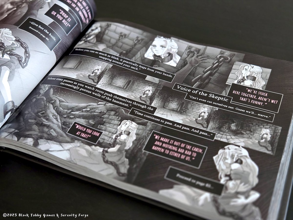 Slay the Princess art book is finally in our hands!  Hardcover. Over 290 pages personally laid out by Abby. 

You get to make choices in it, just like in the game. Tons of developer commentary and concept art.

Shipping August 15th.
