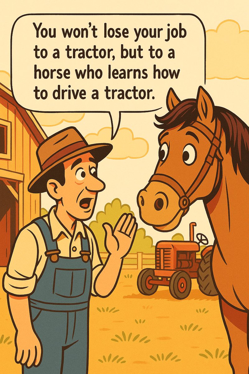 The lesson here is simple: It's a skilling race. You won't be replaced by #AI. You'll be replaced by someone who uses AI.

The strategic imperative: become ruthlessly effective at leveraging these tools. Be the person who knows how to drive the tractor.

Everything else is noise.