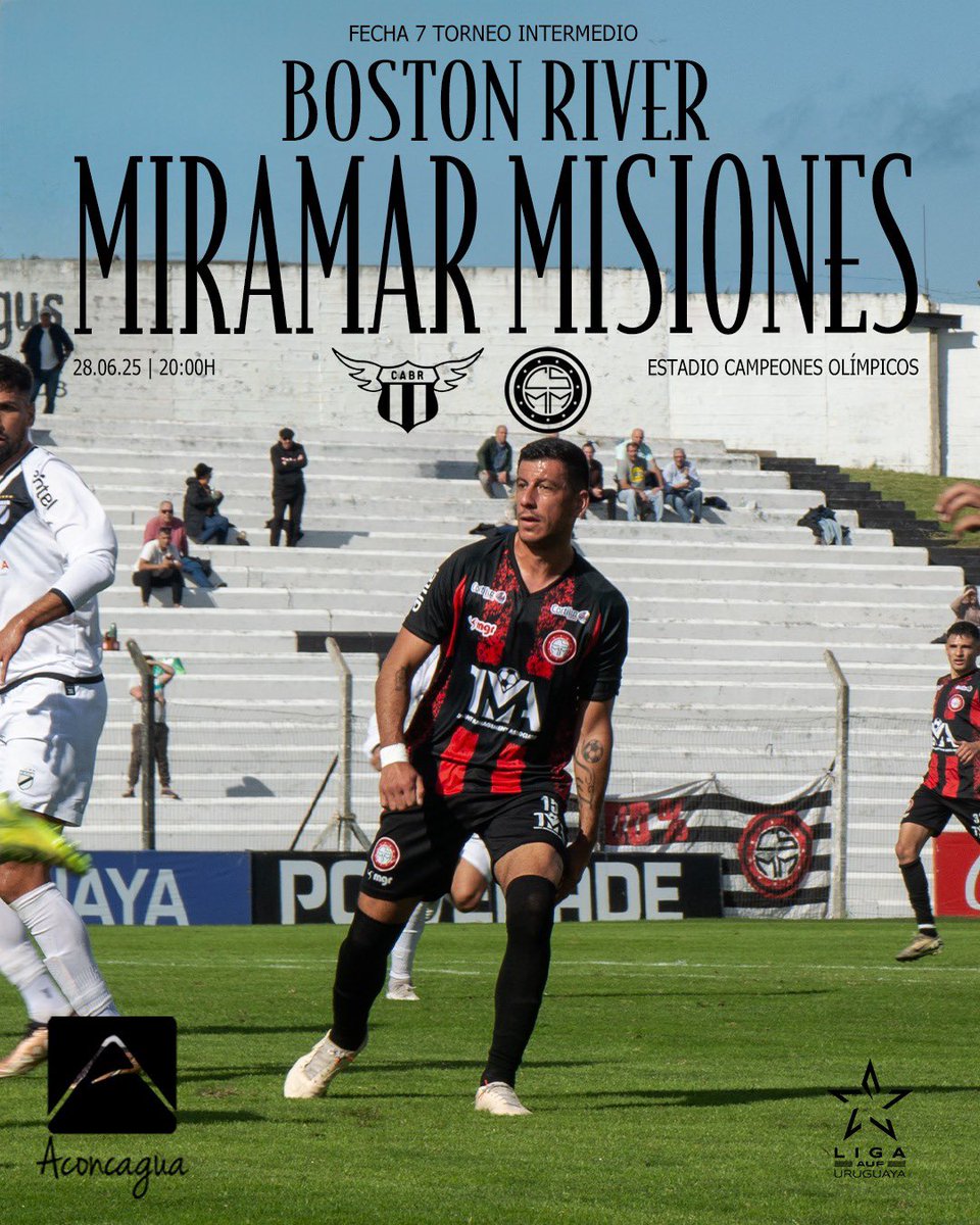 Club Sp. Miramar Misiones (@miramaroficial) on Twitter photo ๐ฃ๐ฟ๐ผฬ๐
๐ถ๐บ๐ผ ๐ฝ๐ฎ๐ฟ๐๐ถ๐ฑ๐ผ vs <a href="/bostonriver/">BOSTON RIVER</a>
๐ Fecha 7 - Torneo Intermedio. <a href="/LigaAUF/">Liga AUF Uruguaya</a>
๐๏ธ Sรกbado 28/06.
โ๏ธ 20:00 H.
๐๏ธ Estadio Campeones Olรญmpicos.
Gracias a nuestros amigos de <a href="/CentroAconcagua/">Centro Aconcagua</a> por apoyarnos.
#VamosCebrita ๐ฃ๐ฟ๐ผฬ๐
๐ถ๐บ๐ผ ๐ฝ๐ฎ๐ฟ๐๐ถ๐ฑ๐ผ vs <a href="/bostonriver/">BOSTON RIVER</a>
๐ Fecha 7 - Torneo Intermedio. <a href="/LigaAUF/">Liga AUF Uruguaya</a>
๐๏ธ Sรกbado 28/06.
โ๏ธ 20:00 H.
๐๏ธ Estadio Campeones Olรญmpicos.
Gracias a nuestros amigos de <a href="/CentroAconcagua/">Centro Aconcagua</a> por apoyarnos.
#VamosCebrita