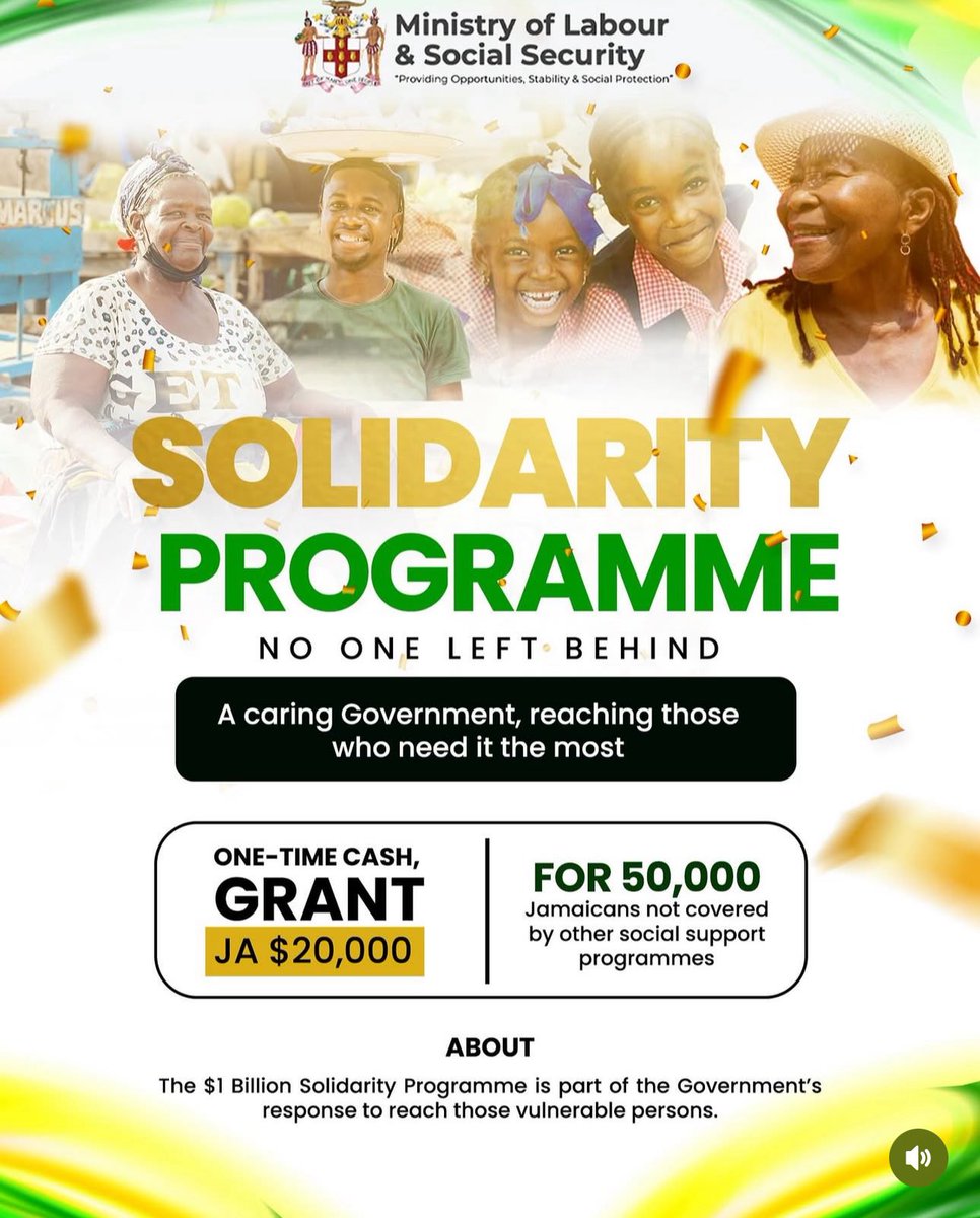 If you are not on PATH, NIS, Social Pension, or receiving Poor Relief or the Reverse Income Tax Credit, and you are struggling without support, help is now available.

The Government of Jamaica has launched a new support programme for:
✔️ Elderly persons without assistance
✔️