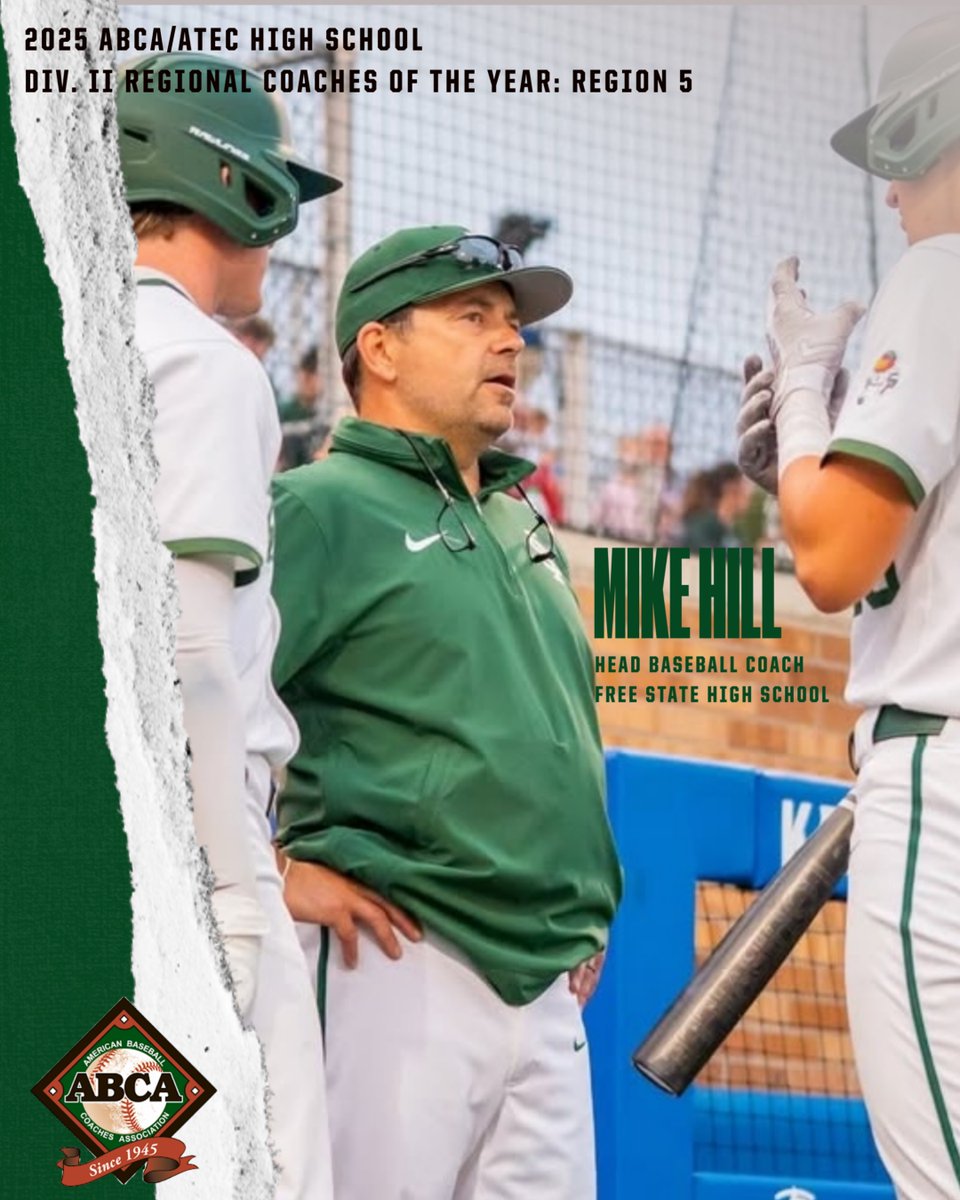 Congratulations Coach Hill! 
2025 ABCA/ATEC High School  
Division II Regional Coaches of the Year: Region 5
abca.org/ABCA/News/2025…