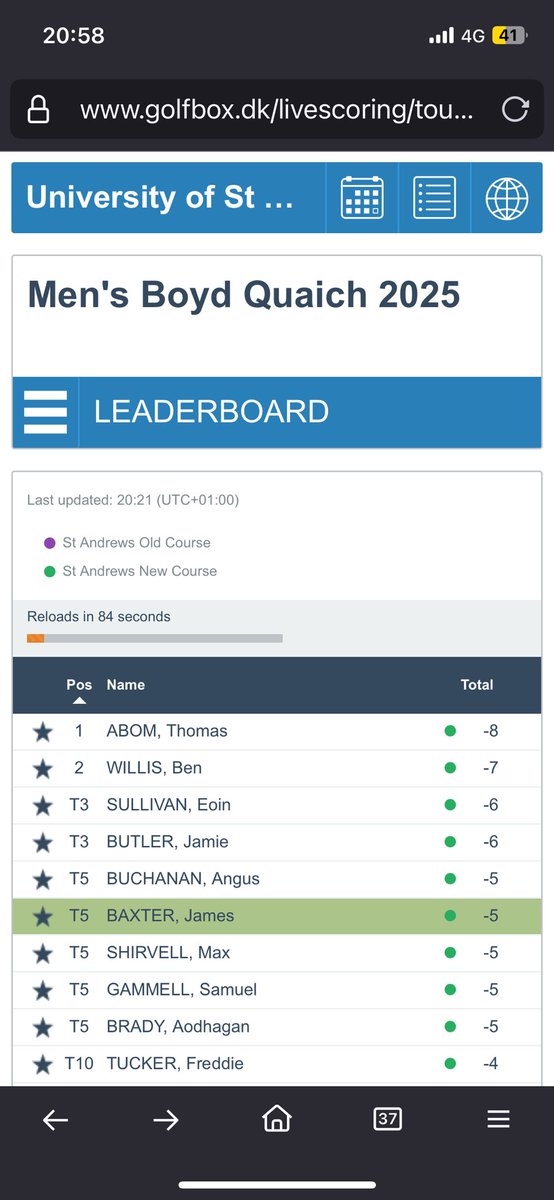 baxand's tweet photo. Fantastic effort today @JamesBaxter2005 at St Andrews 🏴󠁧󠁢󠁳󠁣󠁴󠁿in the @BoydQuaich  event including a morning 67 on first look at the #OldCourse 
Good luck tomorrow James 
@GSU_MGolf @CenturionClub @EnfieldGC https://t.co/ANFE5ZXIw8