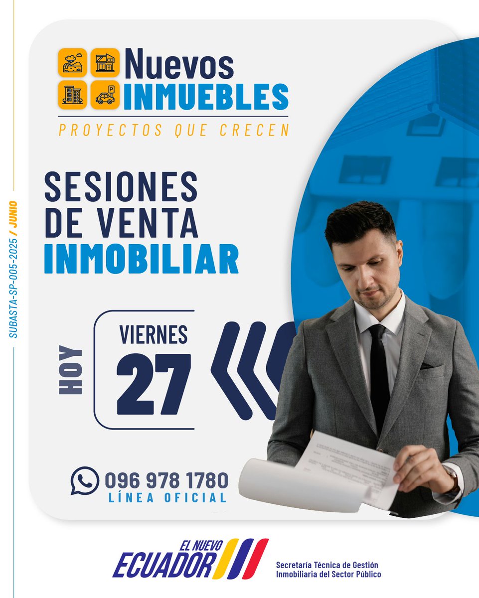 inmobiliarec's tweet photo. #Inmobiliar, tus bienes 🏡
#Hoy 🏘️ | Conéctate al Facebook Live🧑💻 y sigue transmisión de la #SubastaInmobiliar de #NuevosInmuebles de junio.
⏰ 0⃣9⃣:0⃣0⃣
🔗 https://t.co/zFWBJiXtl8
#ElNuevoEcuador https://t.co/UkMNF8D7Kk