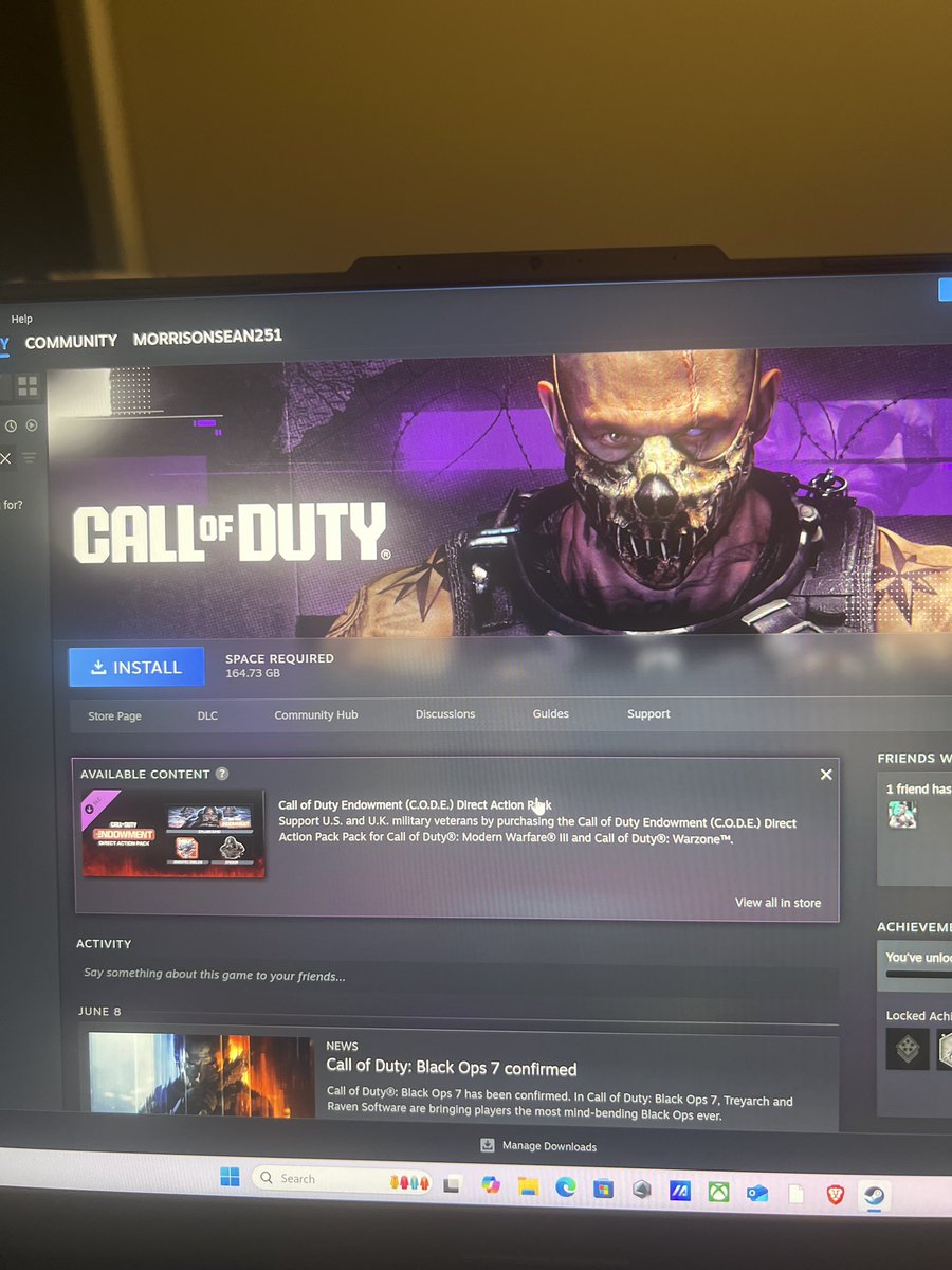 Morrison251's tweet photo. 🟣YEAH 🔥 

🔸We are ready chat! Currently downloading Warzone for test run later on. Man this some beast laptop. I can’t thank enough of @amipro007 for helping me setup the laptop. I couldn’t have done it without your expertise. You the goat 🔥 https://t.co/d01qG0tQXC