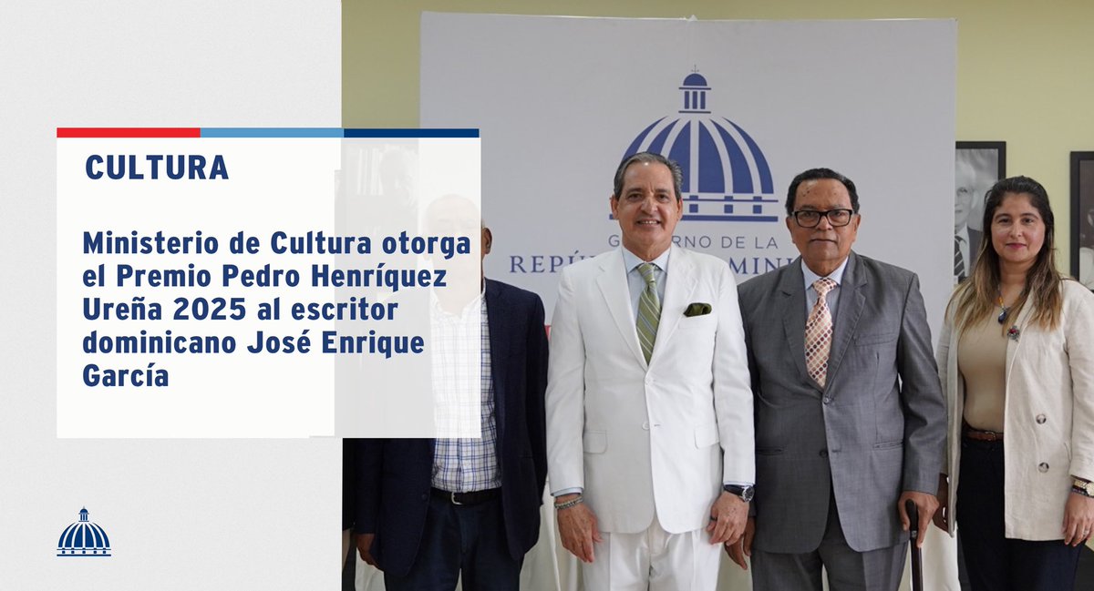 El @MiCulturaRD anunció este miércoles al escritor dominicano José Enrique García como ganador del Premio Internacional Pedro Henríquez Ureña 2025.

📲 Más detalles, aquí: presidencia.gob.do/noticias/minis…

#Cultura #ComunicacionesDO