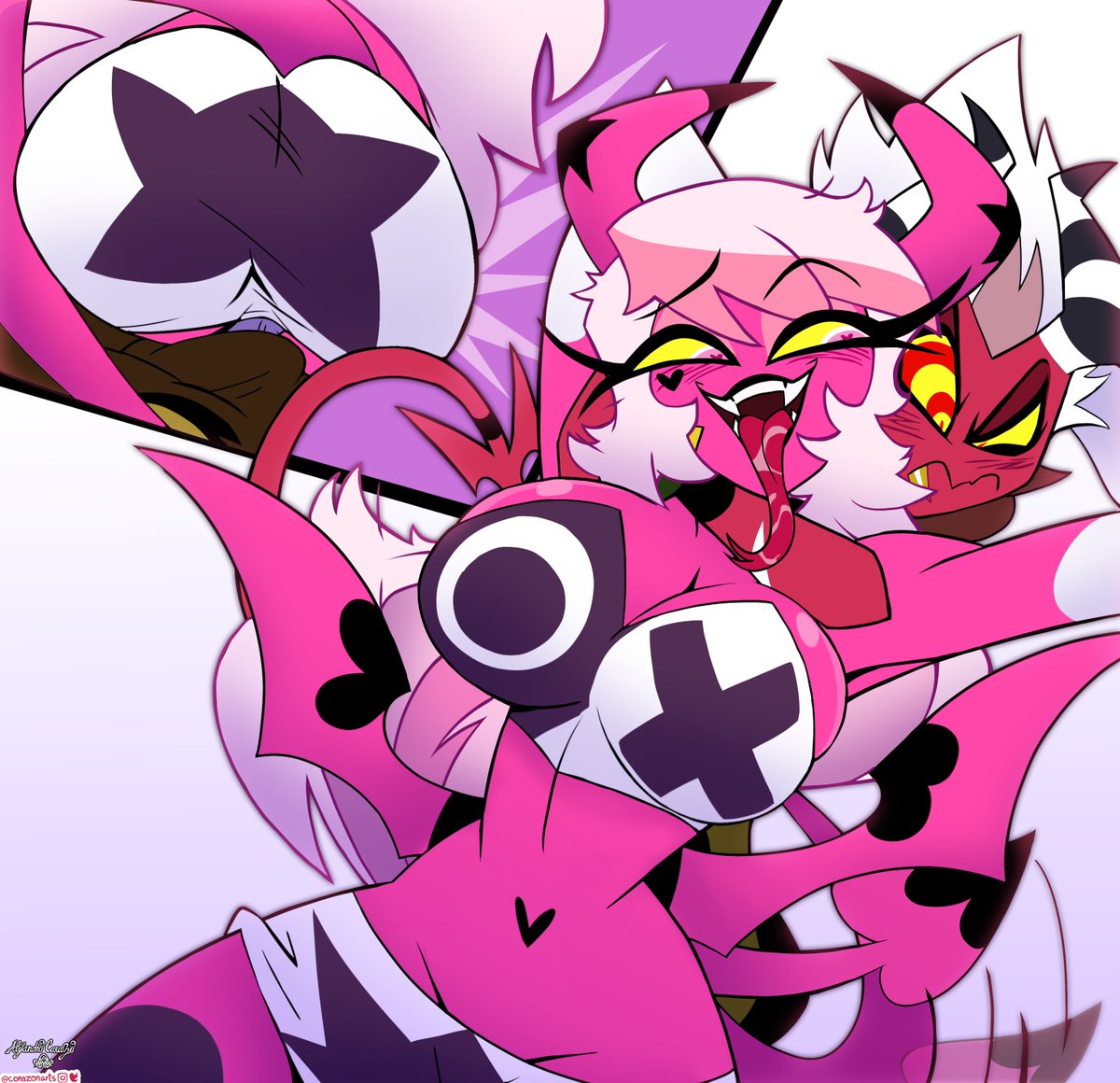 CorazonArts's tweet photo. Textless Version!
1/2
#Helluvaboss #Hellaverse #HelluvaBossFanart #Slayday #impsona #VerosikaMayday #fanart #Aless https://t.co/tFlpuxekHr