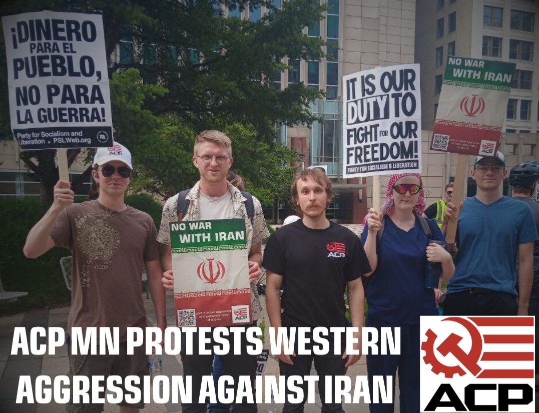 ACP_Minnesota's tweet image. ACP Minnesota recently joined the national protests against the illegal aggression against Iran.
Peace and freedom loving Americans are done with the wars put on by the elite. They are done being told that the interests of the zionist entity precede that of their own children…