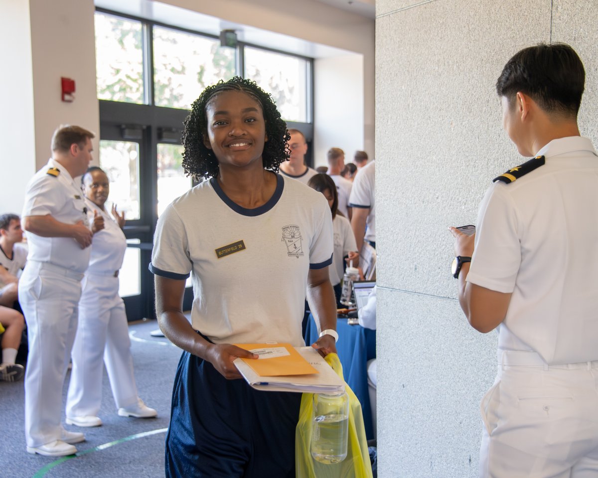 NavalAcademy's tweet image. U.S. Naval Academy in-processing began today for the Class of 2029 midshipmen candidates who come directly from the fleet, attended the U.S. Naval Academy Preparatory School (NAPS), and are international students.