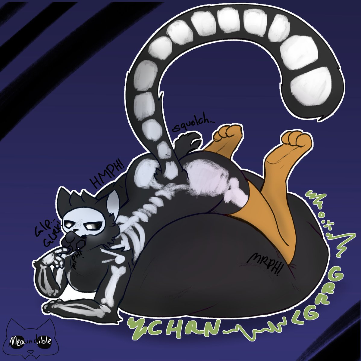 CW: Oral/Anal V0re, multiprey, implied digestion

Blah blah blah something something you're melting in my guts, have fun being kitty flab loserrrrr&lt;33