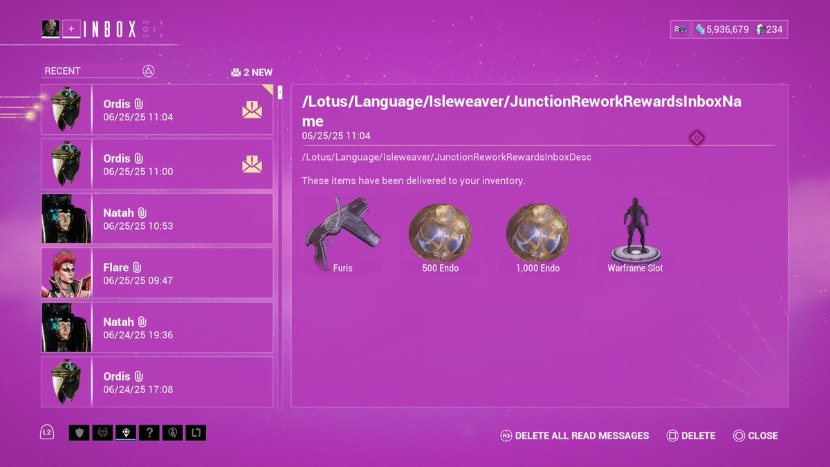 bbp564's tweet photo. @PlayWarframe 
Im not sure why but this happened to me. And now it saying I have invalid invalid inventory slots whenever I open inventory or when I try to reedeem a weapon or warfrane with no open slots available. https://t.co/KNGcJzOwkH