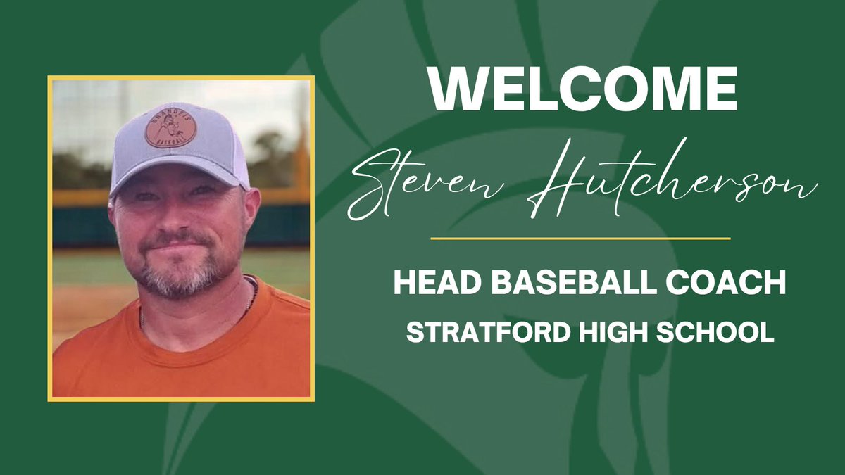 Please join us in welcoming Steven Hutcherson as our new Head Baseball Coach at Stratford High School! 

We are excited to have Coach Hutcherson bring his leadership, experience, and passion for the game to our baseball program. Welcome to the Stratford family, Coach!