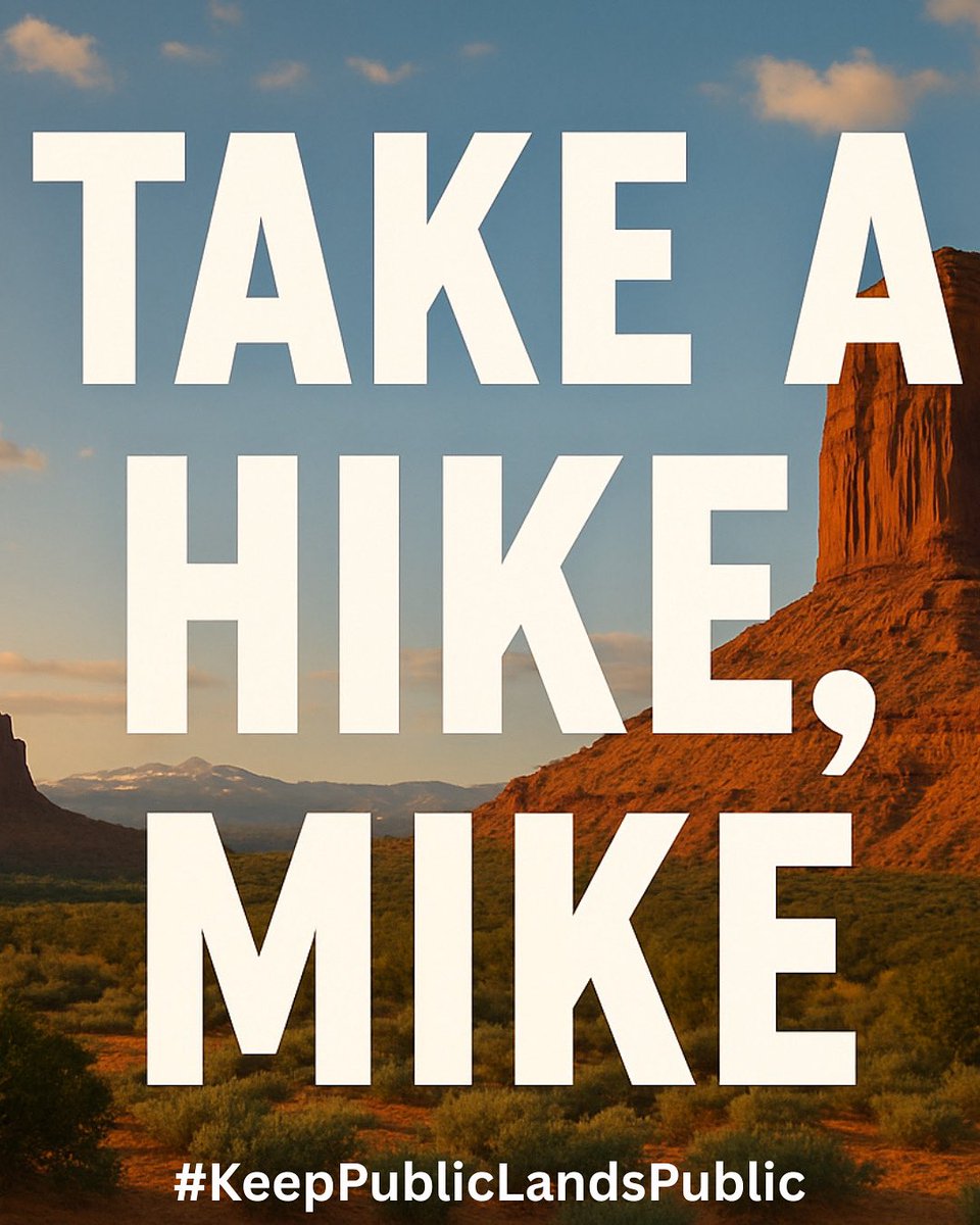 Public lands belong to all of us! 

Call the Senate at (202) 224-3121 and tell Mike Lee to take a hike. 

Not one acre. Not now. Not ever.

#PublicLandsInPublicHands