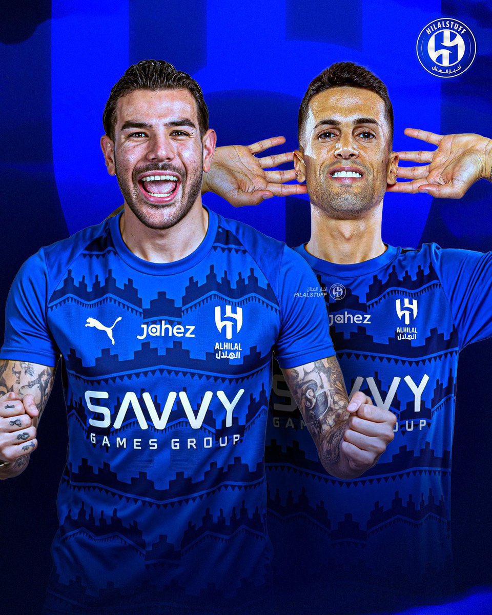 🇫🇷 ثيو هيرنانديز على اليسار

🇵🇹 جواو كانسيلو على اليمين

🚀 أجنحة نارية وهجومية قادمة في الهلال 

🔥😨😨😨😨😨💙💙💙💙💙💙💙💙💙💙