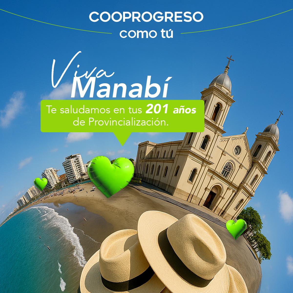 Desde #Cooprogreso enviamos un fraterno saludo a Machala por sus 201 años de cantonización, tierra de trabajo y progreso 🌆🍌.

Y a las provincias de Manabí, Chimborazo e Imbabura, que conmemoran 201 años de provincialización, regiones llenas de historia, cultura e identidad.