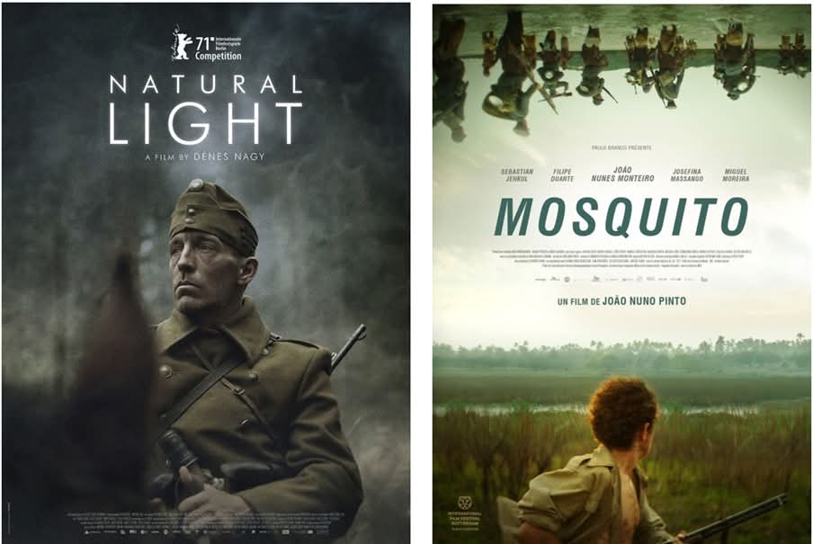 Deux films de guerre étonnants  sur des théâtres méconnus : 
1. Mosquito : 1918, un jeune soldat portugais égaré parcourt des milliers de kms à pied au Mozambique.
2. Natural Light : Attaquée par des partisans russes, une escouade de soldats hongrois investit un village perdu..