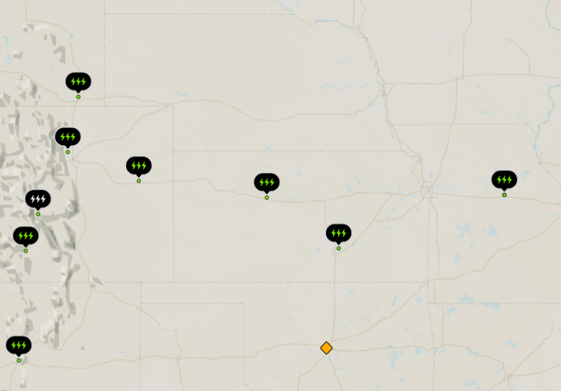 RANtracker's tweet image. A bunch of Rivian Adventure Network stations in between Missouri and Wyoming have now been upgraded to Gen 1.5 charging dispensers:

Columbia, MO (I-70)
Wichita, KS (I-35)
Hays, KS (I-70)
Broomfield, CO (I-25)
Cheyenne, WY (I-25)