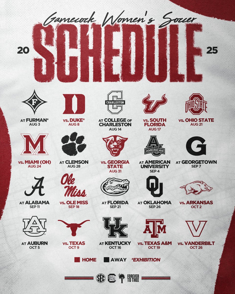 GamecockWSoccer's tweet image. The wait is finally over... The 2025 schedule is 𝐻𝐸𝑅𝐸 ✨
🔗: bit.ly/3Tabsdu