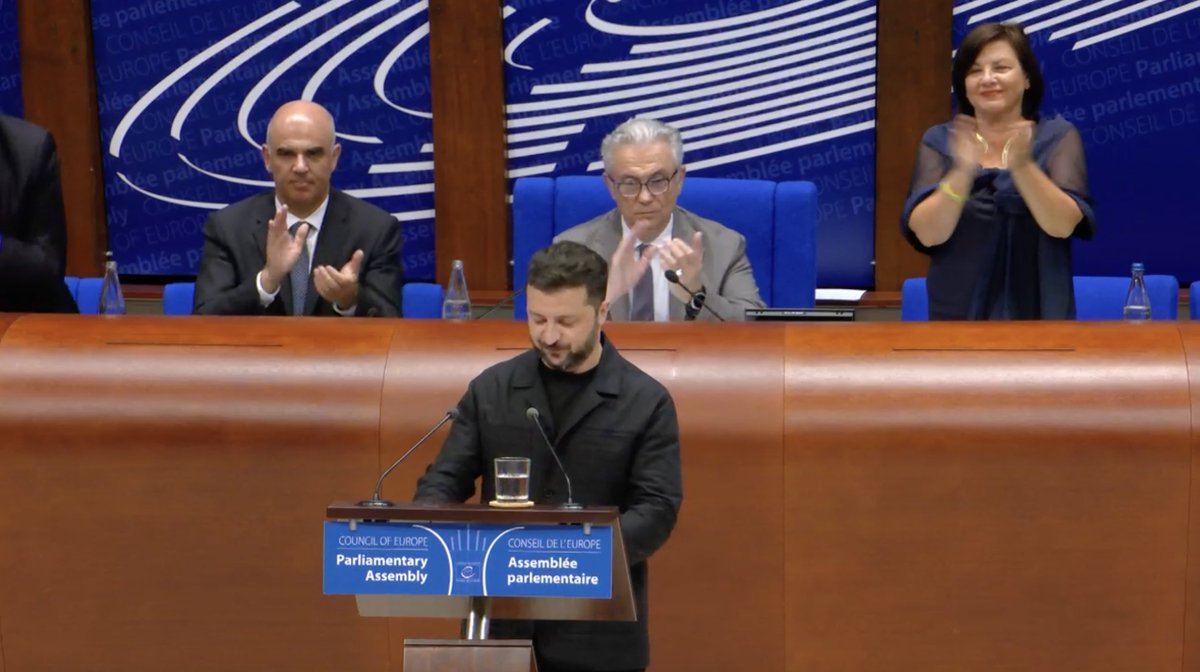 The Ukrainian Week / Tyzhden (@ukr_week_en) on Twitter photo «The aggressor must lose. 
The 🇺🇦 lives must be protected (…)
Such of crime of aggression must be recorded, judged & punished», said V. #Zelensky to the Parliamentary Assembly of the Council of #Europe, to support the Special Tribunal for the crime of Aggression against #Ukraine «The aggressor must lose. 
The 🇺🇦 lives must be protected (…)
Such of crime of aggression must be recorded, judged & punished», said V. #Zelensky to the Parliamentary Assembly of the Council of #Europe, to support the Special Tribunal for the crime of Aggression against #Ukraine