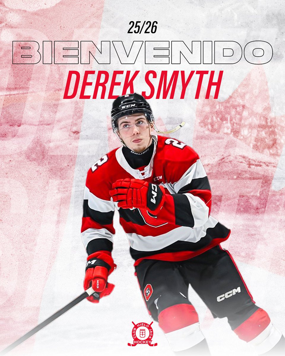 clubhielojaca's tweet photo. DEREK SMYTH | Nuevo jugador del Club Hielo Jaca🔴⚪️
Posición: Defensa🏒
Edad: 21 años🧑🏼
Nacionalidad: Canadiense🇨🇦
#HuescaLaMagia #AyuntamientodeJaca #JACETANIA2000Inmobiliaria #Cuver #Embou #CervezasAmbar #GobiernodeAragon https://t.co/BFw0V3ZIC3
