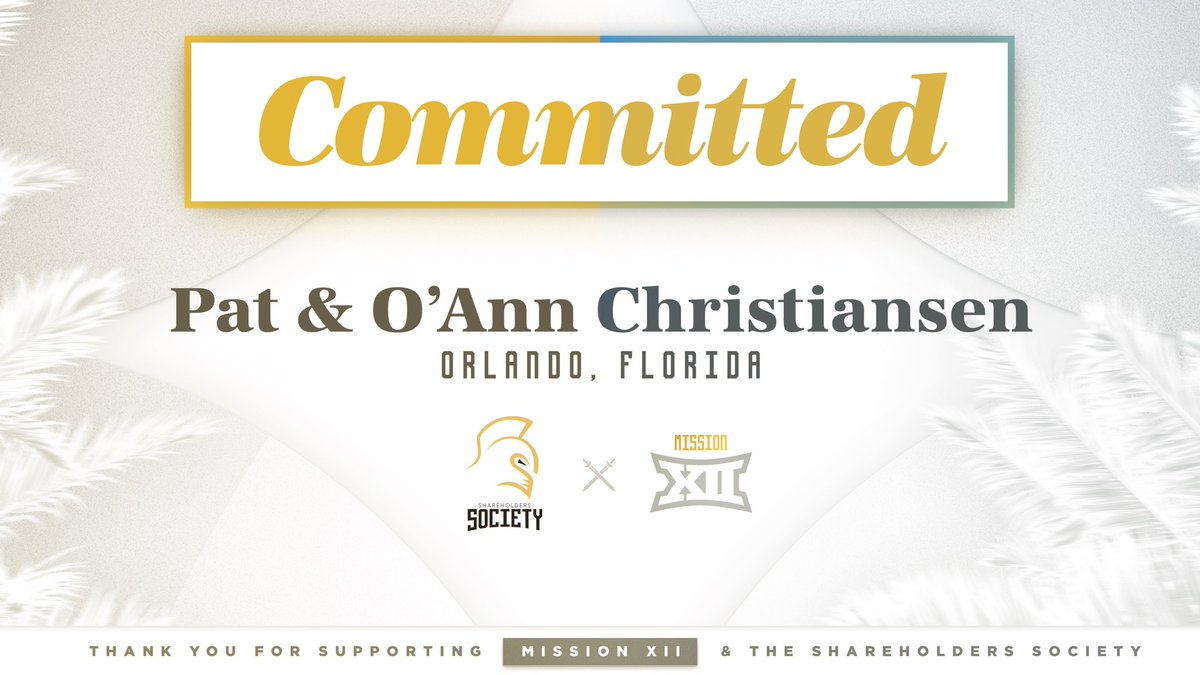 ChargeOnFund's tweet image. Driven by purpose
Thank you to Pat and O’Ann for believing in our vision and renewing your commitment to @UCFKnights. Your generosity is fueling the pursuit of MissionXII.com objectives and helping transform lives through sport.
#GoKnights | #ChargeOn