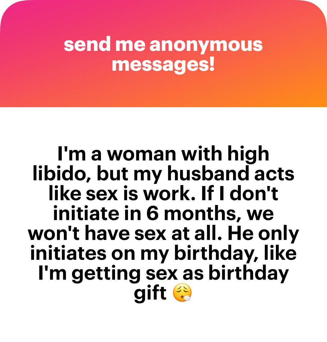 Omo I don't know about marriages, but if a man loves a woman, he'd always want to be inside her.