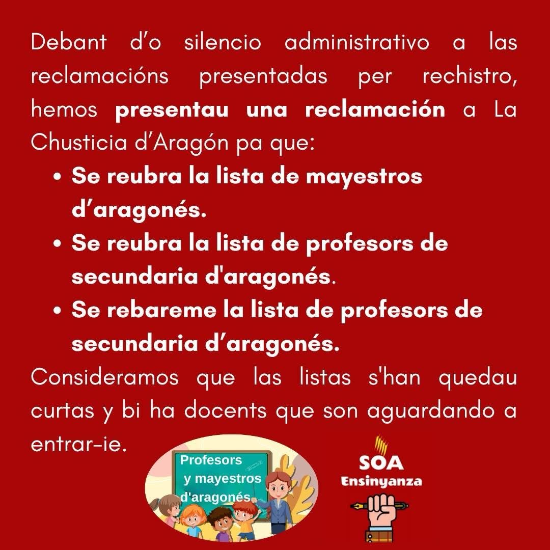 Estamos Fartos d'esperar! A La Chusticia d'Aragón tienen obligación de responder-le. SOA siempre con las lenguas d'Aragón.