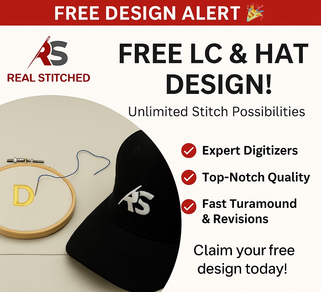 RealStitched's tweet photo. Need your logo digitized for embroidery?
Fast turnaround | Clean files | DST, PES, EMB formats ✅
Send your logo 🧢✨
#EmbroideryDigitizing #LogoDigitizing #DigitizingServices #DSTFile #EmbroideryUSA
#SmallBusinessSupport #CustomMerch #MadeToOrder #EmbroideryCommunity #BrandMerch https://t.co/AtUcykcOm7