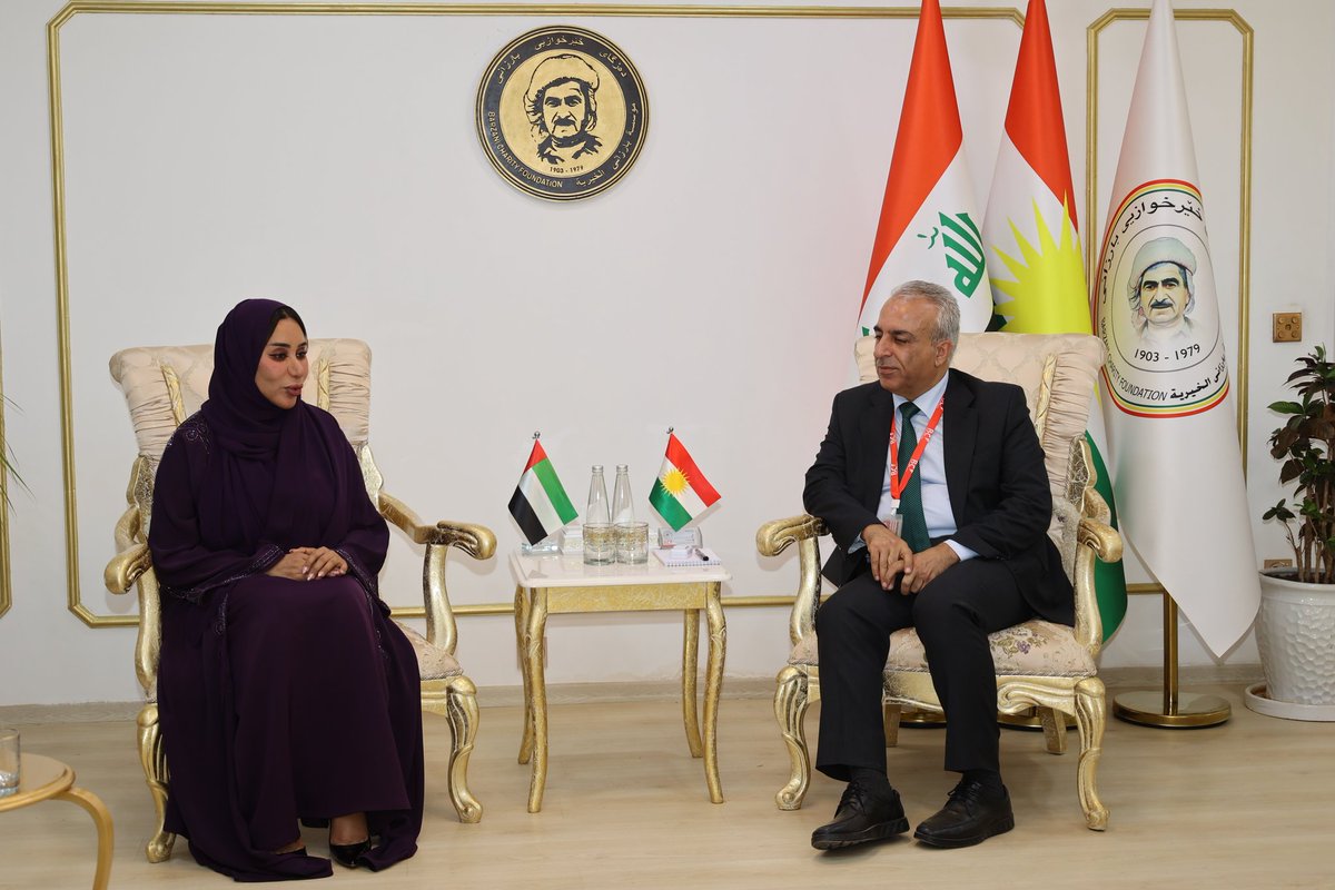 القائمة بأعمال القنصلية الإماراتية تزور مؤسسة بارزاني الخيرية
يوم الأربعاء 25 حزيران 2025 ، زارت السيدة شيخة بشير فرحان، القائمة بأعمال القنصلية العامة لدولة الإمارات في أربيل، رئاسة مؤسسة بارزاني الخيرية في أربيل، واستقبلت من قبل السيد موسى أحمد رئيس مؤسسة بارزاني الخيرية
