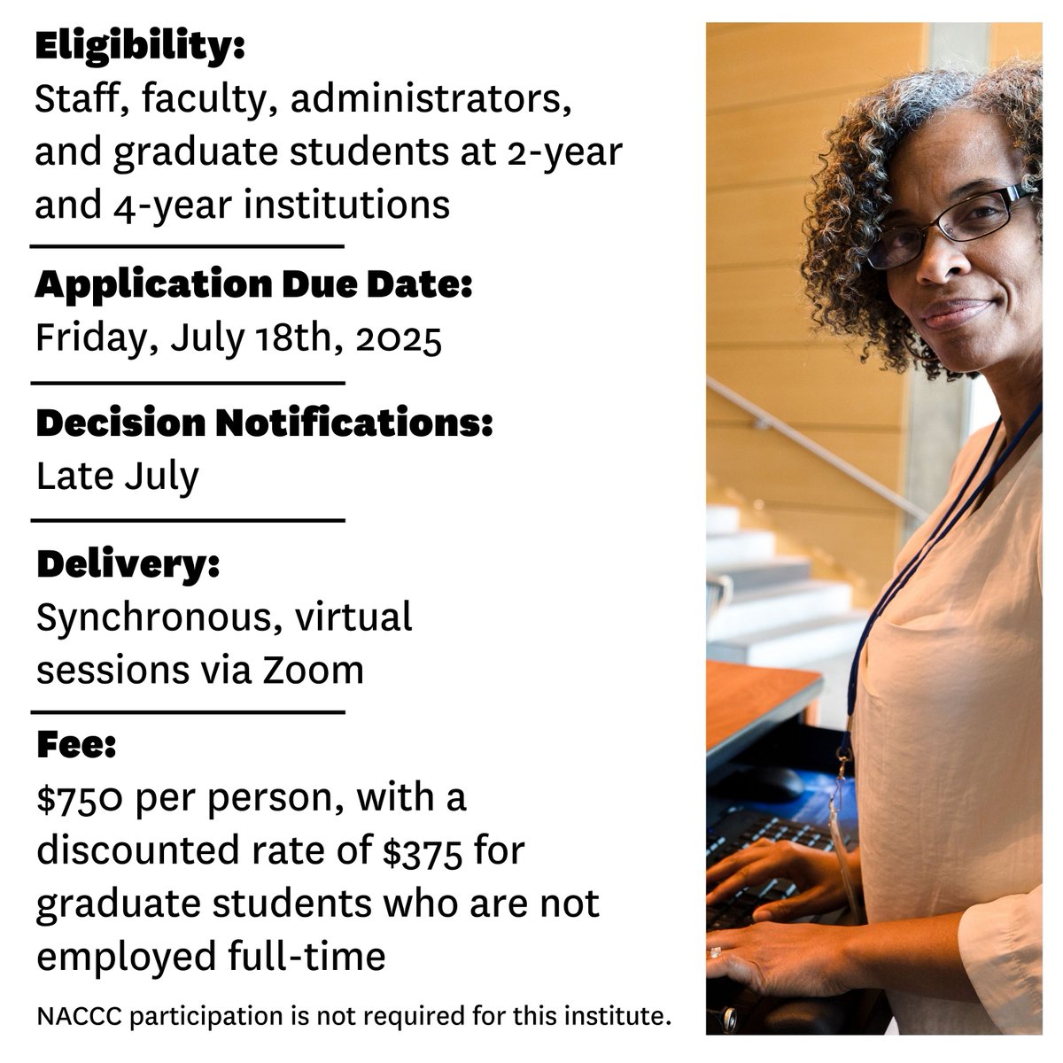 USCRaceEquity's tweet image. Calling all higher ed professionals &amp;amp; grad students!
Join the 2025 NACCC Data Institute — a 4-day virtual experience hosted by the USC Race and Equity Center. 

Led by expert instructors from across the field.
Apply now: uscrec.info/ndi-2025: