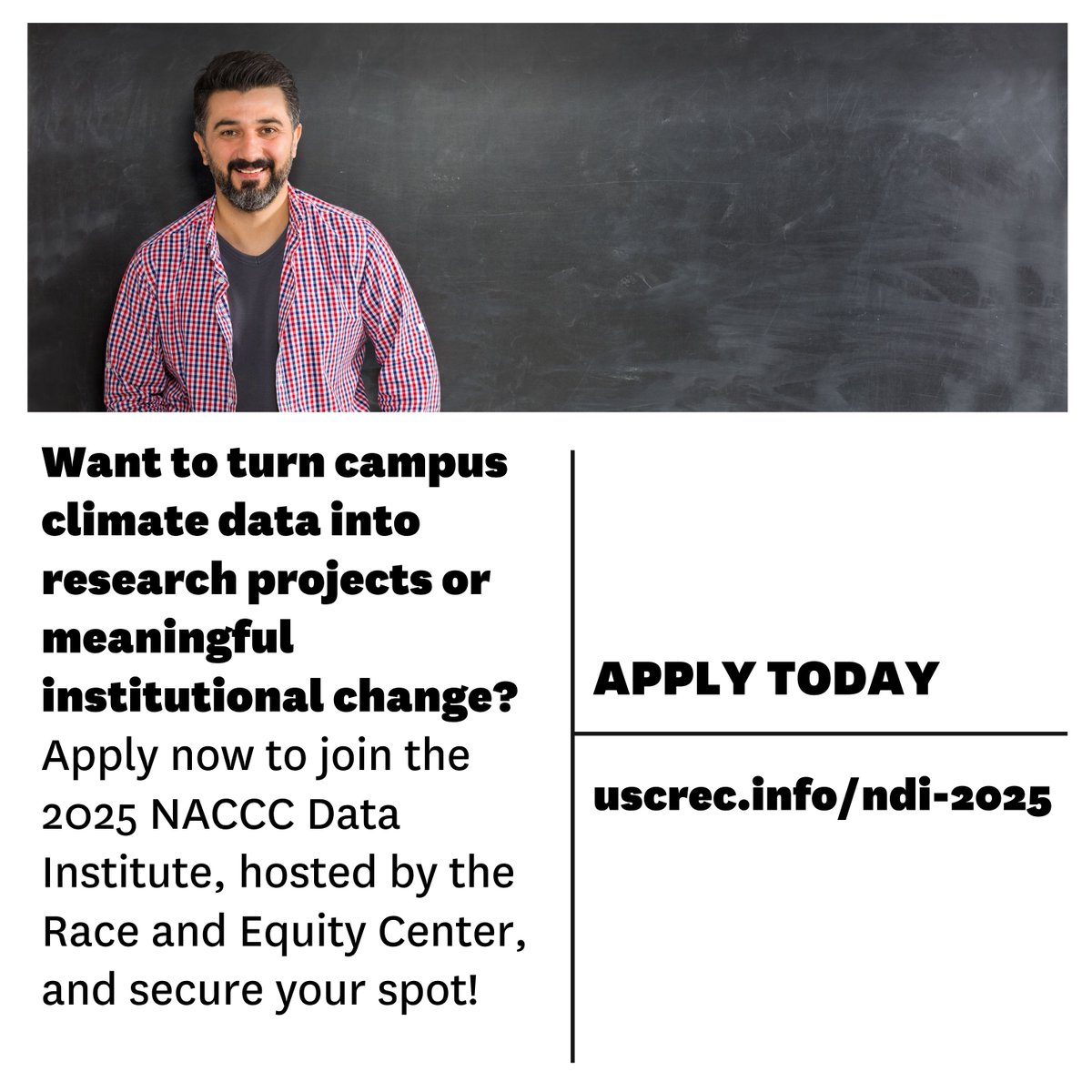 USCRaceEquity's tweet image. Calling all higher ed professionals &amp;amp; grad students!
Join the 2025 NACCC Data Institute — a 4-day virtual experience hosted by the USC Race and Equity Center. 

Led by expert instructors from across the field.
Apply now: uscrec.info/ndi-2025: