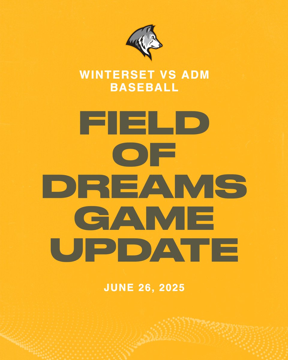WintersetHusky's tweet image. Due to forecasted weather in Dyersville, tomorrow&apos;s baseball game at the Field of Dreams has been moved to Winterset. JV will play at 5 pm with Varsity playing at 7 pm. A 2026 Winterset vs ADM game will be played at Field of Dreams on a date yet to be determined. Go Huskies!