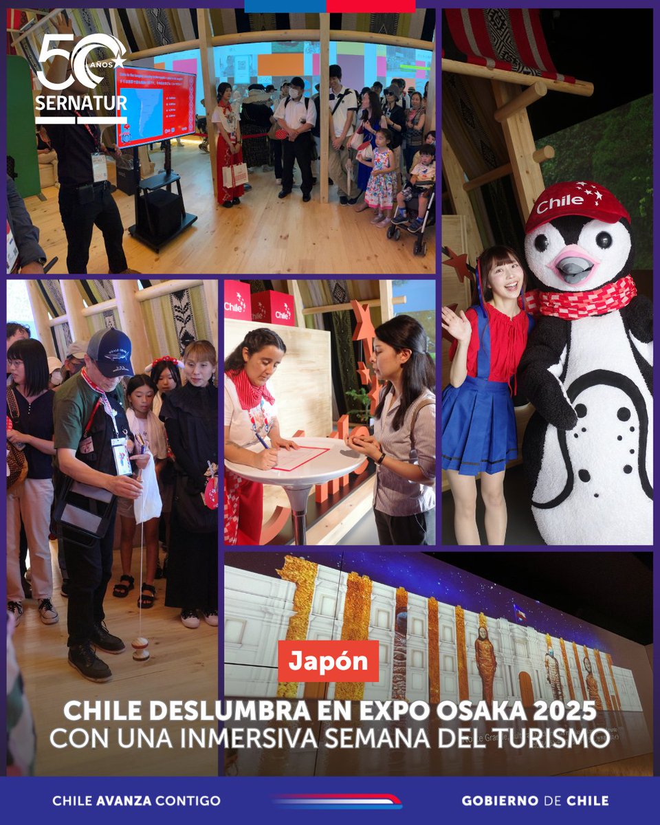 En la Exposición Universal de Osaka 2025, nuestro país desplegó su riqueza turística con tecnología y cultura de la mano de Sernatur, <a href="/ProChile/">ProChile</a> y una delegación de empresas nacionales 🇨🇱🤝🇯🇵
¿Cómo fue la presentación de Chile? Descúbrelo acá ⬇️
sernatur.cl/chile-deslumbr… 🔗