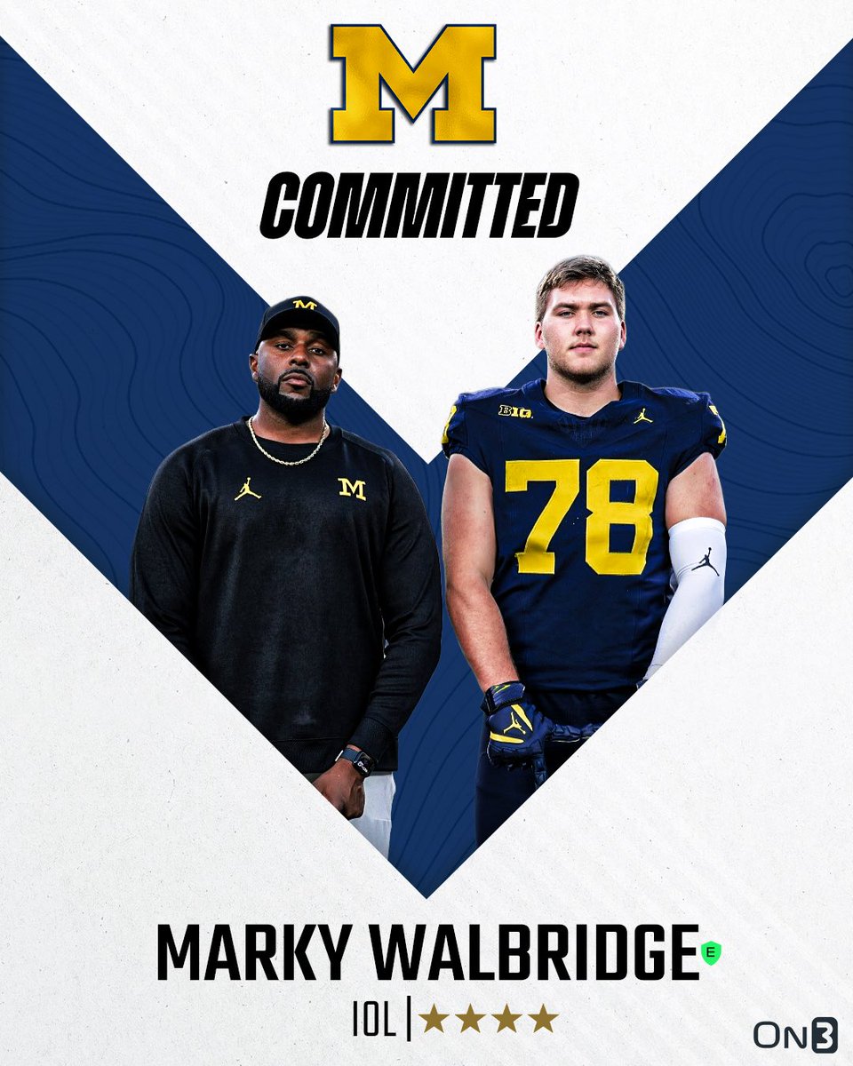 Rivals's tweet image. 🚨BREAKING🚨 4-star IOL Marky Walbridge has committed to Michigan, @Hayesfawcett3 reports〽️

More from @SWiltfong_: on3.com/news/michigan-…