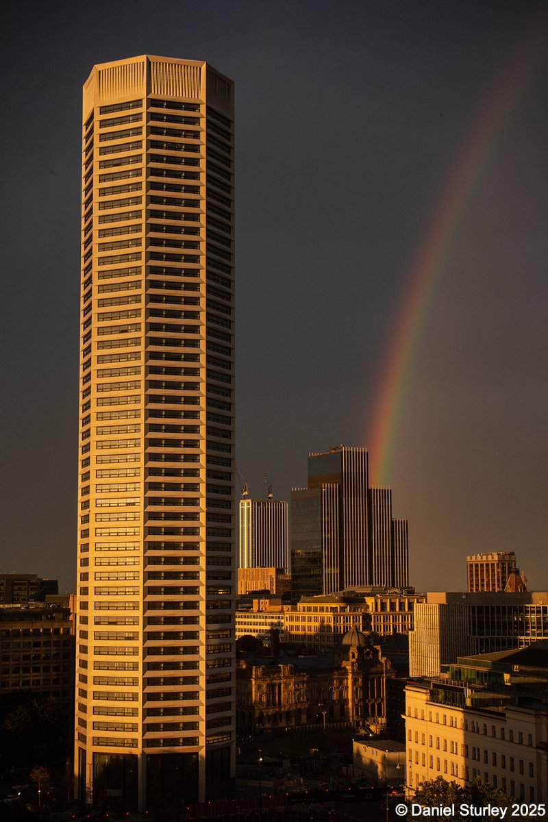 #Birmingham UK, a great #sunset #rainbow with the #Octagon, One Eastside and 103 Colmore Row this evening 😃 
#BirminghamWeAre #FullColourNoFear 
#Architecture #AllWeather 
#SkyScraperOne 
#SkyScraperTwo 
#Photography