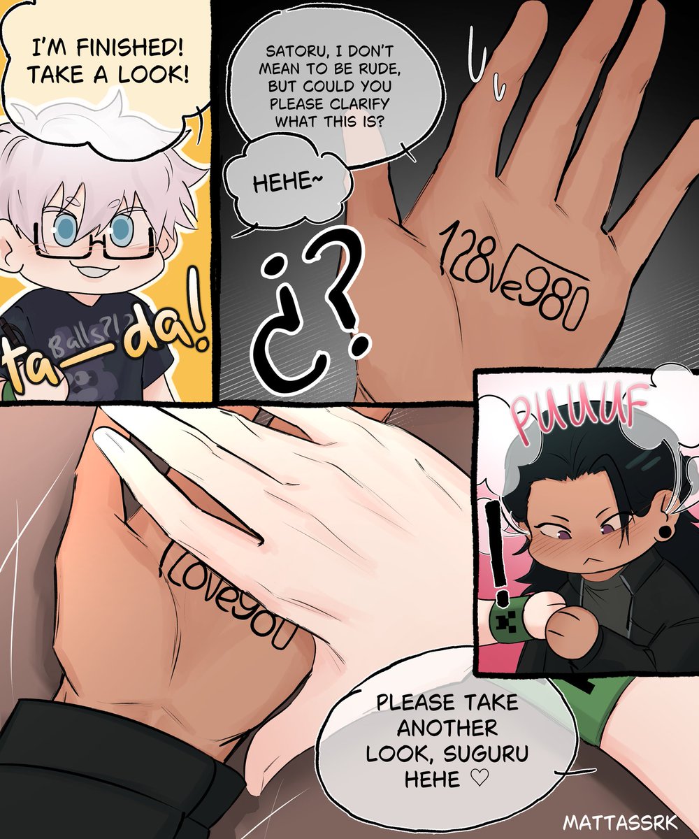 Nerdjo giving everything to flirt Suguru!

2/3

#Satosugu #Nerdjo