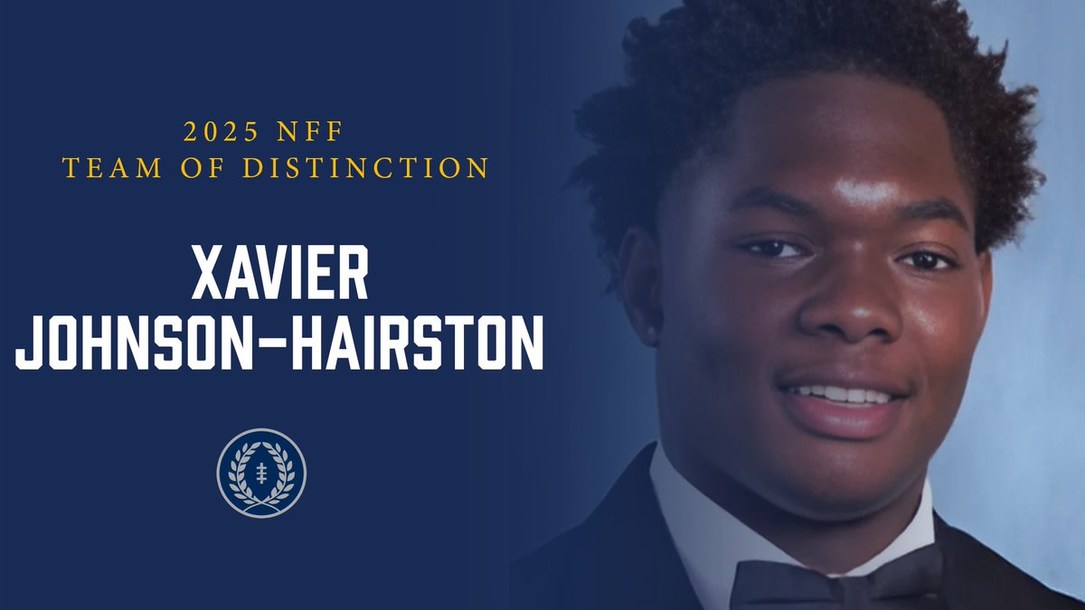 National Football Foundation (@nffnetwork) on Twitter photo Congratulations to <a href="/XavierJohnson_9/">Xavier (Zay) Johnson</a> of <a href="/Northforsythfo1/">NFHS Football</a> — selected for the 2025 NFF Team of Distinction!
Accolades include a 3.52 GPA, Honor Roll, Student Body President & All-State, defining him as a true scholar-athlete!
More Info 👇 footballfoundation.org/news/2025/6/25… Congratulations to <a href="/XavierJohnson_9/">Xavier (Zay) Johnson</a> of <a href="/Northforsythfo1/">NFHS Football</a> — selected for the 2025 NFF Team of Distinction!
Accolades include a 3.52 GPA, Honor Roll, Student Body President & All-State, defining him as a true scholar-athlete!
More Info 👇 footballfoundation.org/news/2025/6/25…