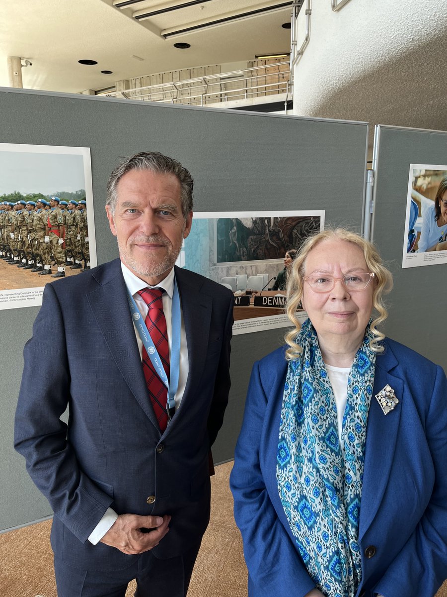 DKUNmisgva's tweet image. UNOG exhibition “Not a Woman’s Job?” celebrates women from across the world leading in multilateralism and diplomacy. Featuring inspiring DK diplomats 🇩🇰former UNSR Ellen Margrethe Løj & current UN Ambassador representing DK in the UNSC, Christina Markus Lassen