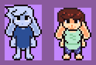 TimeToWorRPGof's tweet photo. Pixel art is fun (not for the game, just practicing)

Bun and Elisa https://t.co/Lrr7IC0uPs