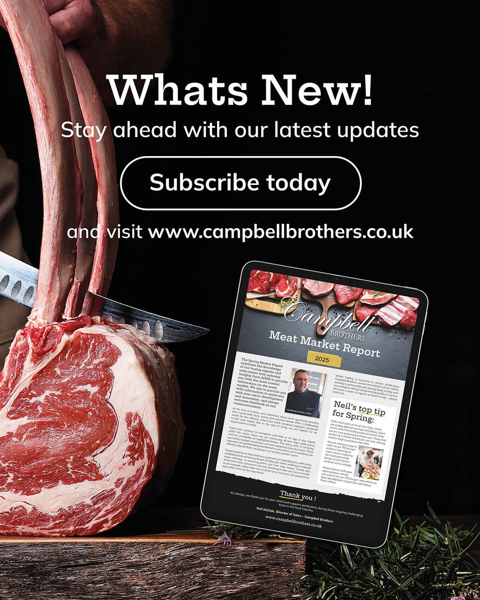 Be the first to get our latest updates such as our quarterly meat report, to assist with your menu planning by subscribing today via the sign-up form at the bottom of our website⬇️ 

🔗: bit.ly/2ZwWWDY

#MeatWholesale #QualityMeats #FarmToTable #BritishSupplier