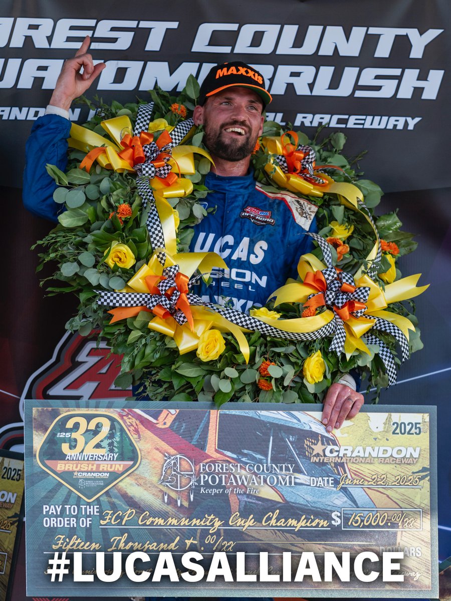 Lucas_Oil's tweet photo. 🤯Not only was this weekend a full sweep by @keegankincaid4 at @CrandonOffRoad, but the second of his two wins resulted in one of the wildest final laps in off road racing history!

In Sunday’s @FCPotawatomi #CommunityCup, Keegan grabbed the white flag in the lead, but his Pro 2 truck was defensively holding off the charging CJ Greaves Pro 4 behind him. Then with Kincaid riding the cushion in an attempt to stay wide of Greaves, the two trucks wedged together in what seemed like an eternity of seconds. Third place driver, Kyle Cheney mounted a charge, but Kincaid broke free of Greaves just in time to reject any of Cheney’s efforts while muscling through to drive and be pushed across the stripe in first!

🏆And the wins just kept coming!  On Tuesday night, @KyleBusch & @brextonbusch both snagged a dub in the #SummerShootout at @CLTMotorSpdwy, too!

#LucasWorks #LucasAlliance #ChampOffRoad #OffRoadRacing #Pro2 #Pro4 #LegendCars #WinningWednesday #Winning