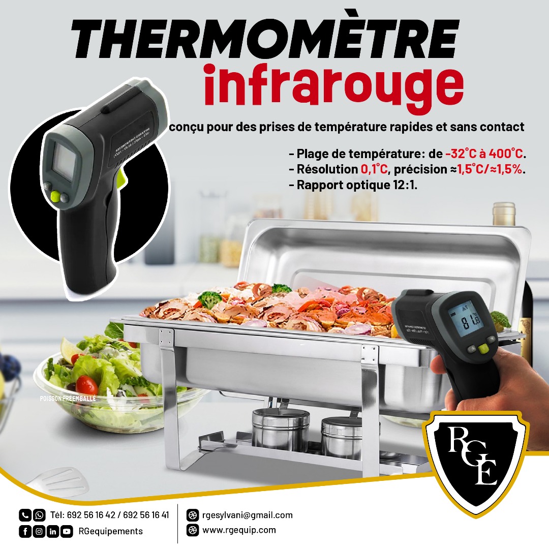 RoyalGrillEquip's tweet photo. Thermomètre infrarouge, conçu pour des prises de températures rapides et sans contact. Disponible chez #RoyalGrillÉquipements #ChafingDish #boulangeries- #traiteurs… #restaurants #pâtisseries #KitchenEquipements #boucheries #Cameroun #Generator #Buea https://t.co/P9Xwn0EKHg
