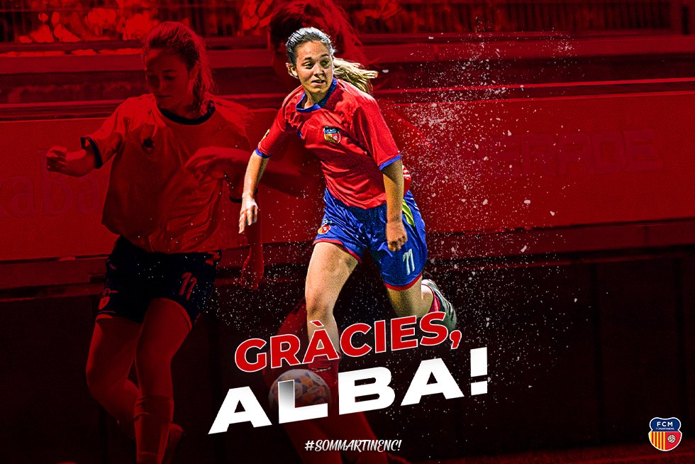 ⚽ Alba García deixa de ser jugadora del #FCMartinenc.

🎖 1 temporada al primer equip
🎽 13 partits oficials

❤️ Gràcies, Alba!

#SomMartinenc #futfem