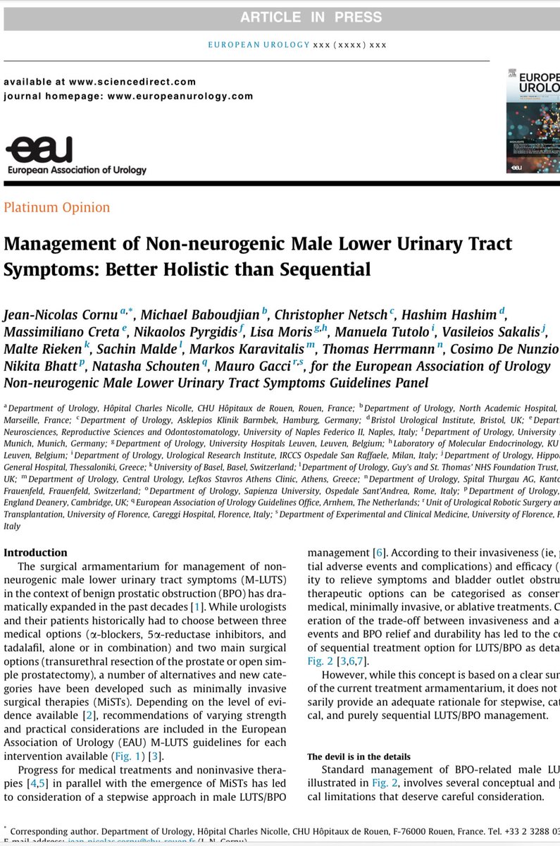 Managing male LUTS/BPO?
It s time to move from rigid stepwise approach to personalized, hollistic strategies. 
“Better Hollistic than Sequential”

authors.elsevier.com/c/1lKMt14kpm0h…
