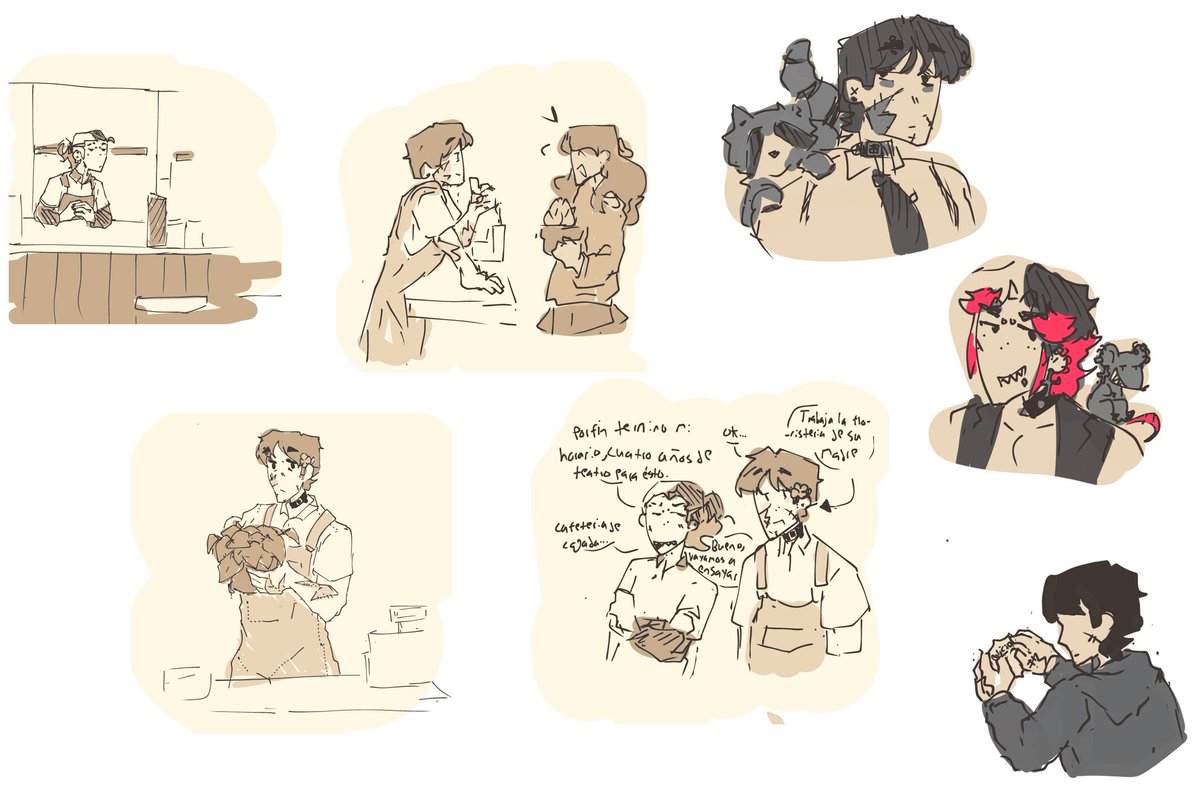 Dibujos todos feos de mi Au tomden 🐀✏️ (los encontré escondidos en mi ibis paint y los pegue con cinta adhesiva)