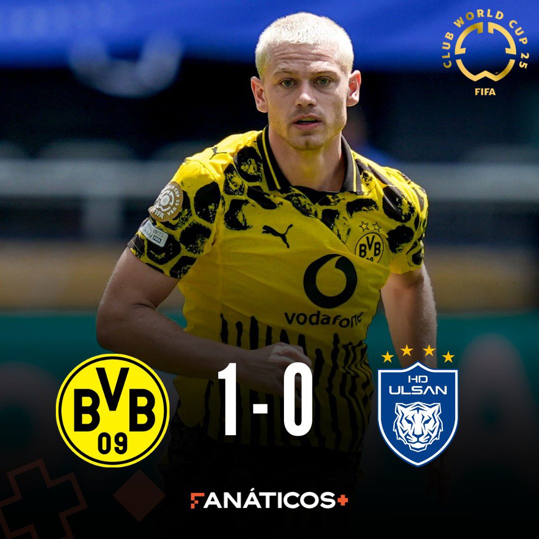 #FanáticosPlus | 🔥 ¡FINAL DEL PARTIDO! 🔚

Borussia Dortmund ganó por la mínima y se clasificó a los octavos de final del #MundialDeClubes. 🏆🌎🏟️

#BVB 1-0 #UlsanHyundai