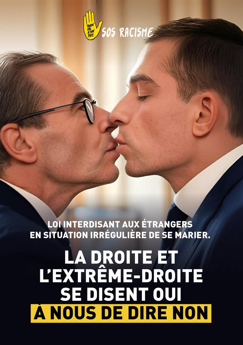 SOS_Racisme's tweet photo. Demain, l'Assemblée nationale examinera une proposition de loi interdisant aux personnes étrangères en situation irrégulière de se marier. Nous appelons les députés attachés à l'Etat de droit et au principe d'égalité à rejeter cette proposition en toutes ses dispositions. https://t.co/KbrQICOiNy